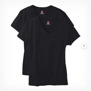 Hanes Black V-Neck Women’s T-Shirts (2-Pack)